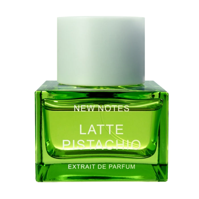 New Notes - Contemporary Blend Collection - Latte Pistachio zeigt grünen Flakon mit weißem Deckel vor weißem Hintergrund