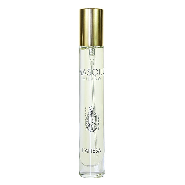 Masque Fragranze - Act III-I - L'Attesa schlanker Parfumflakon mit goldenem Verschluss und transparenter Flüssigkeit