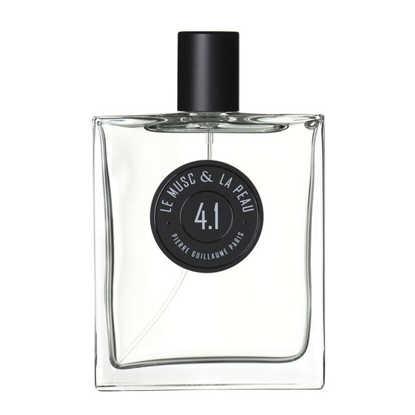 Pierre Guillaume - Le Musc & La Peau No.4.1 klarer, minimalistischer Flakon mit schwarzem Verschluss und rundem Etikett