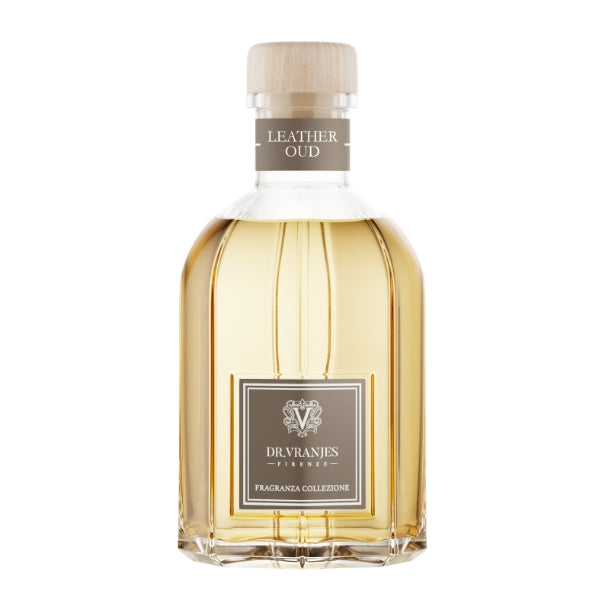 Dr. Vranjes Firenze - Leather Oud - Diffusor mit elegantem Glasflakon und natürlichem Holzverschluss für Raumdüfte