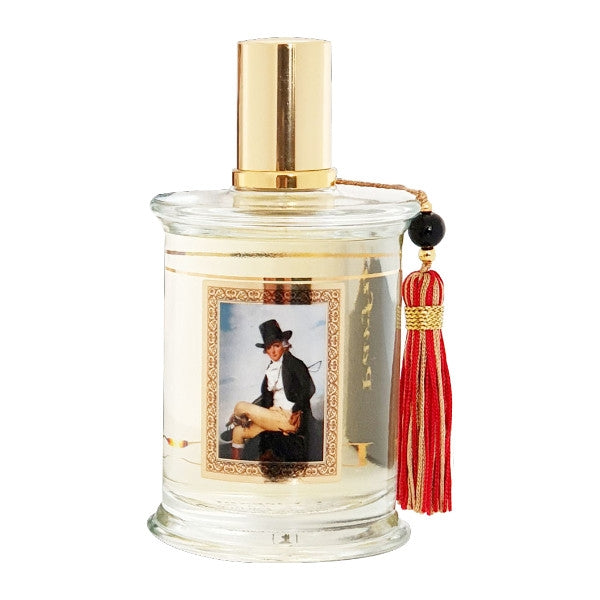 Parfums MDCI Paris - Masterpiece Collection - L'Elégant Flakon mit goldfarbenem Sprühkopf und dekorativem roten Quast vor weißem Hintergrund