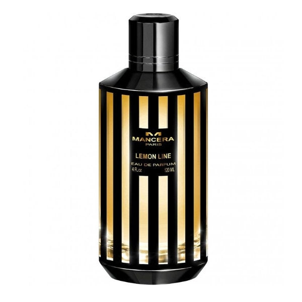 Mancera - Lemon Line Parfumflakon in schwarz mit goldenen Streifen und schlichter, eleganter Form gestaltet