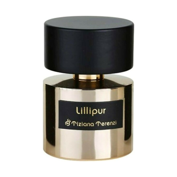 Tiziana Terenzi - Lillipur Parfumflakon in glänzendem Gold mit schwarzem Deckel und elegantem Label