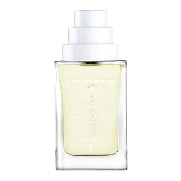 The Different Company - L'Esprit Cologne - Limon de Cordoza Flakon mit weißem Verschluss vor weißem Hintergrund