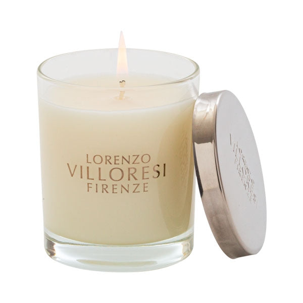 Lorenzo Villoresi - Teint de Neige - Duftkerze im cremigen Glas mit elegantem silberfarbenem Deckel für gemütliche Stunden