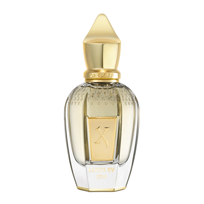 Xerjoff - Blends - Louis XV 1722 de Venoge Parfumflakon mit goldfarbenem Verschluss vor weißem Hintergrund