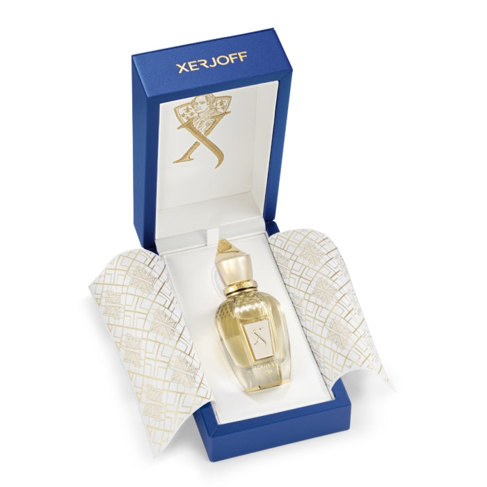 Xerjoff - Blends - Louis XV 1722 de Venoge edler goldener Flakon in blauer Geschenkbox mit Musterpapier