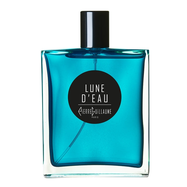 Pierre Guillaume - Cruise Collection - Lune D'Eau blauer Flakon mit schlichtem schwarzem Rundetikett und schwarzem Deckel