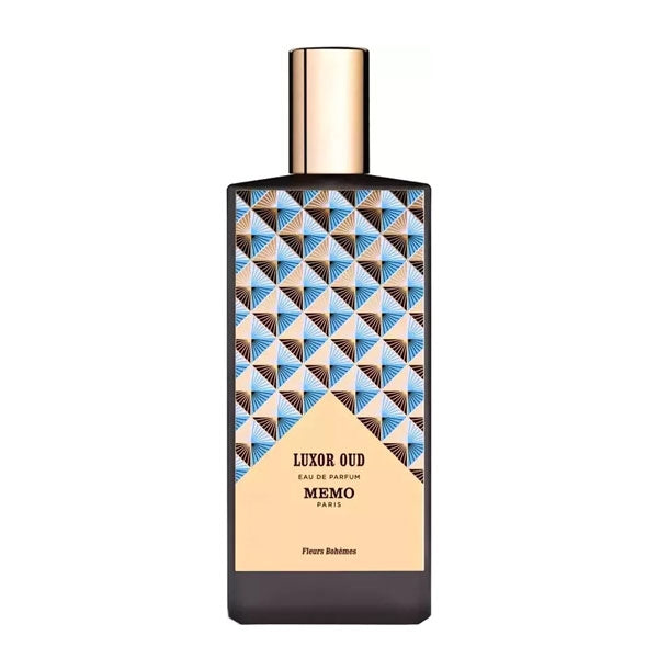 Memo - Luxor Oud Flakon mit goldfarbenem Verschluss und detailreichem geometrischem Muster in elegantem Design