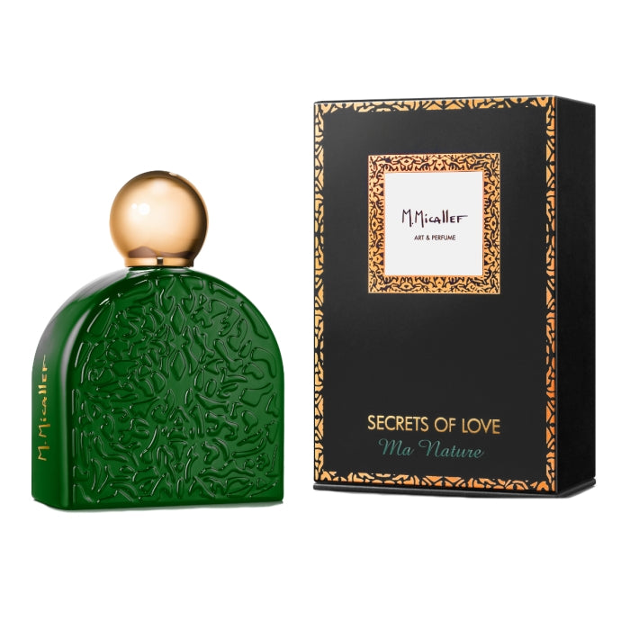 Micallef - The Secrets of Love Collection - Ma Nature Flakon in tiefgrün mit goldfarbenem Verschluss und filigraner Prägung