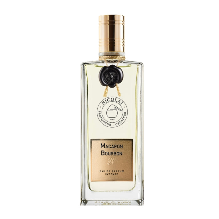 Nicolaï - Macaron Bourbon Intense Parfümflakon mit goldenem Verschluss und elegantem, transparentem Design