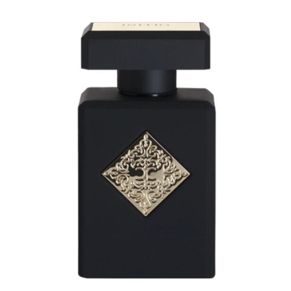 Initio - The Magnetic Blends - Magnetic Blend 7 Parfümflakon in mattem Schwarz mit goldenem Ornament vor weißem Hintergrund