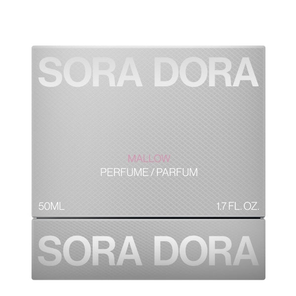 Sora Dora - White Collection - Mallow elegante graue Verpackung mit dezentem Muster und zartrosa Akzent