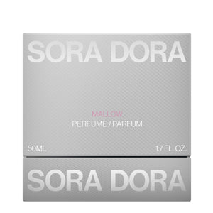 Sora Dora - White Collection - Mallow elegante graue Verpackung mit dezentem Muster und zartrosa Akzent