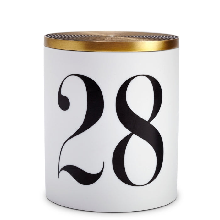 L'Objet - Mamounia Candle - No.28 weiße Kerze mit goldfarbenem Deckel, Duftnoten von Rose, Minze und Orangenblüte