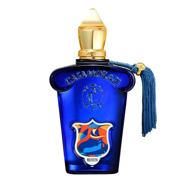 Xerjoff - Casamorati 1888 - Mefisto blauer Flakon mit goldfarbenem Verschluss und dekorativem blauen Quastenanhänger