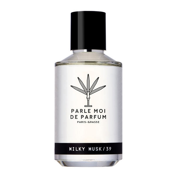 Parle Moi de Parfum - Milky Musk / 39 klarer Flakon mit schwarzem Verschluss vor weißem Hintergrund