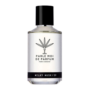 Parle Moi de Parfum - Milky Musk / 39 klarer Flakon mit schwarzem Verschluss vor weißem Hintergrund