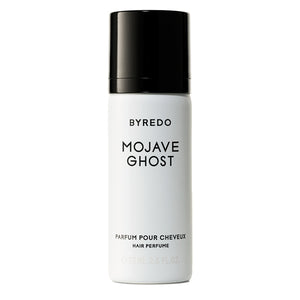 Byredo - Mojave Ghost - Hair Perfume eleganter weißer Flakon mit schwarzem Deckel vor schlichtem weißem Hintergrund