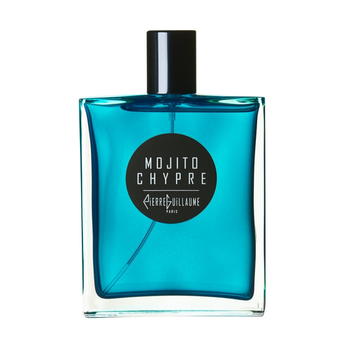 Pierre Guillaume - Cruise Collection - Mojito Chypre Parfumflakon in türkisblau mit schwarzem Verschluss vor weißem Hintergrund