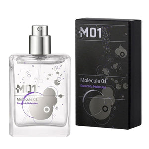 Escentric Molecules - Molecule 01 - Travel Spray Refill mit klarem Flakon und schwarzer Verpackung im modernen Design