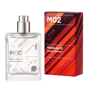 Escentric Molecules - Molecule 02 - Travel Spray Refill klare Flasche mit silbernem Zerstäuber und rotem Designkarton
