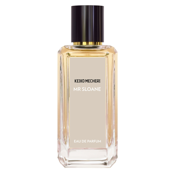 Keiko Mecheri - Mr Sloane Parfumflakon mit minimalistischer Form und schwarzem Deckel in dezenter Holztönung