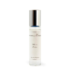 Officina delle Essenze - Musc Pure schlanker klarer Flakon mit silbernem Verschluss und minimalistischem Etikett