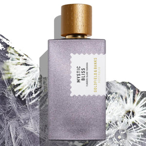 Goldfield & Banks - Native Collection - Mystic Bliss Parfümflakon mit schimmerndem violettem Glas und Holzverschluss