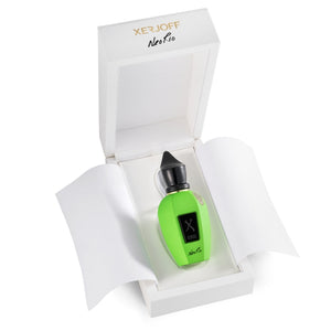 Xerjoff - Blends - Duran Duran - NeoRio / Green Flakon in leuchtendem Grün in edler weißer Geschenkbox geöffnet