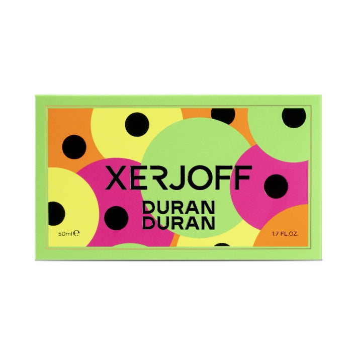 Xerjoff - Blends - Duran Duran - NeoRio / Green Verpackung mit buntem, kreativem Design und schwarzer Beschriftung