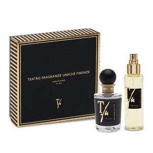 Teatro - Nero Divino - Gift Box in schwarzer edler Verpackung mit Duftflakon und Sprayflasche elegant präsentiert