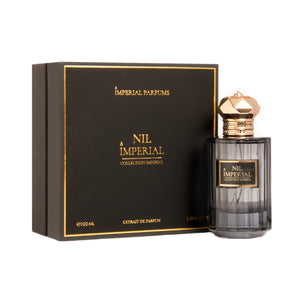 Imperial Parfums - Nil Imperial Parfumflakon mit goldfarbenem Verschluss und schwarzer Verpackung edel präsentiert