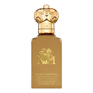 Clive Christian - No.1 for women Parfumflakon in goldenem Design mit kunstvollem Deckel und edler Schriftprägung