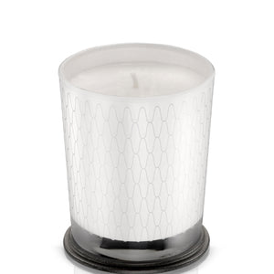 LINARI - Wave Line - Nobile - Duftkerze in weißem Glas mit feinem Wellenmuster und elegantem Holzdeckel