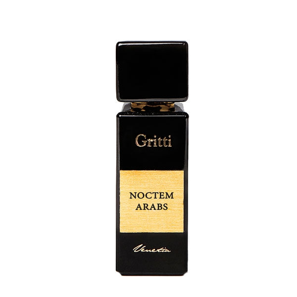 Gritti - Black Collection - Noctem Arabs Parfumflakon in elegantem Schwarz mit goldenem Label und markanter Kappenform