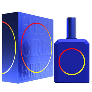 Histoires de Parfums - This is not a Blue Bottle 1.3 intensiver blauer Flakon mit feurigem roten und gelben Ringmotiv und passender Geschenkbox