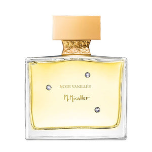 Micallef - Note Vanillée rechteckiger Glasflakon mit goldfarbenem Deckel und zartem Schriftzug vor weißem Hintergrund