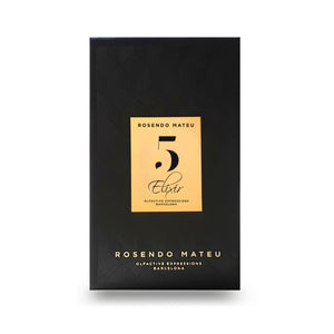 Rosendo Mateu - Olfactive Expressions - Nº 5 - Elixir elegante schwarze Verpackung mit goldenem Etikett und geometrischem Muster