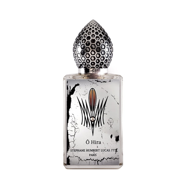Stéphane Humbert Lucas 777 - Ô Hira Parfumflakon mit silbernem Design und ornamentaler Verschlusskappe elegant inszeniert