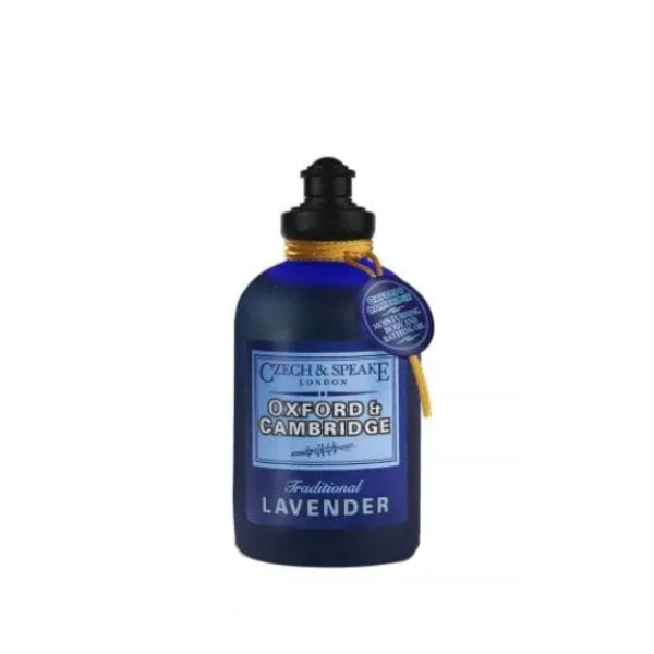 Czech & Speake - Oxford & Cambridge - Moisturising Body & Bathing Oil in blauem Flakon mit Lavendel-Duftetikett