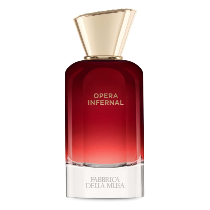 Fabbrica della Musa - Opera Infernal Parfümflakon mit dunklem Rot und elegantem, goldfarbenem Verschlussdesign