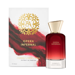 Fabbrica della Musa - Opera Infernal Parfümflakon in dunkelrotem Glas mit goldenem Verschluss und edlem Design