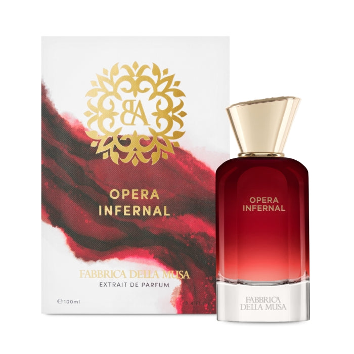 Fabbrica della Musa - Opera Infernal Parfümflakon in dunkelrotem Glas mit goldenem Verschluss und edlem Design