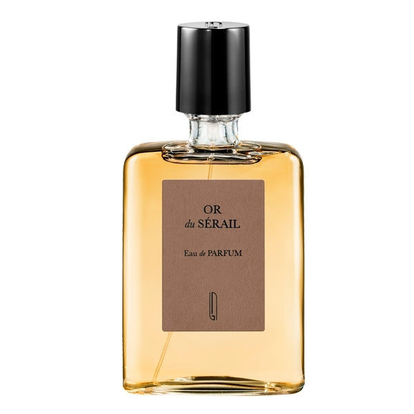 Naomi Goodsir - Or du Sérail Parfumflakon mit rechteckiger Form und schlichtem Etikett in warmem Bernsteinton