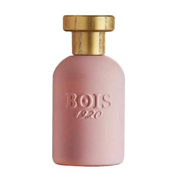 Bois 1920 - Oro Collection - Oro Rosa Parfumflakon in zartem Rosa mit goldenem Verschluss vor weißem Hintergrund