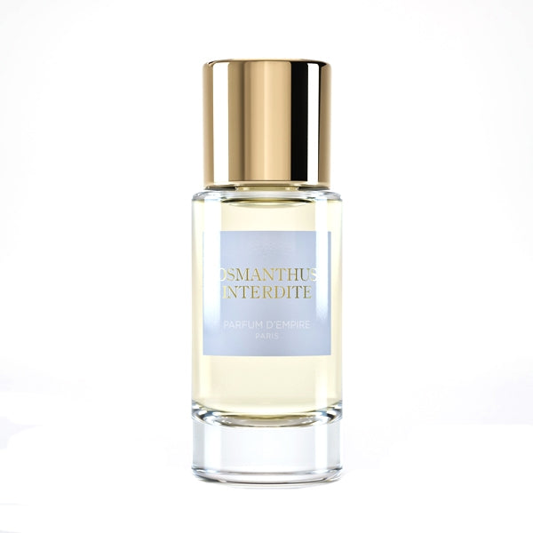 Parfum d'Empire - Osmanthus Interdite Duftflakon mit goldfarbenem Verschluss und klarer Flüssigkeit vor hellem Hintergrund