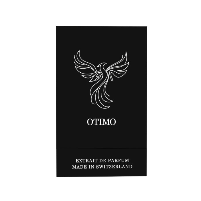 Pernoire - Otimo elegante schwarze Verpackung mit stilisiertem Phönixmotiv und klarer weißer Schrift