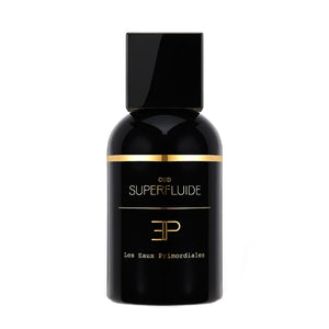 Les Eaux Primordiales - Oud Superfluide edler schwarzer Flakon mit goldener Linie und quadratischem Verschluss minimalistisch gestaltet
