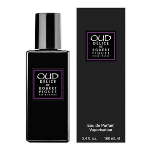 Piguet - Oud Délice edler schwarzer Parfumflakon mit schlichtem Design und passender eleganter Verpackung